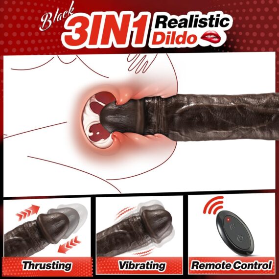 9.5inches Black Thrusting Vibrator Dildo in pak - Image 4