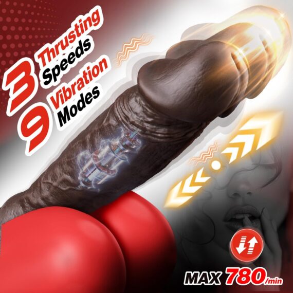 9.5inches Black Thrusting Vibrator Dildo in pak - Image 2