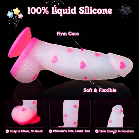 8"Pink Clear Liquid Silicone Dildos in pakistan - Image 3